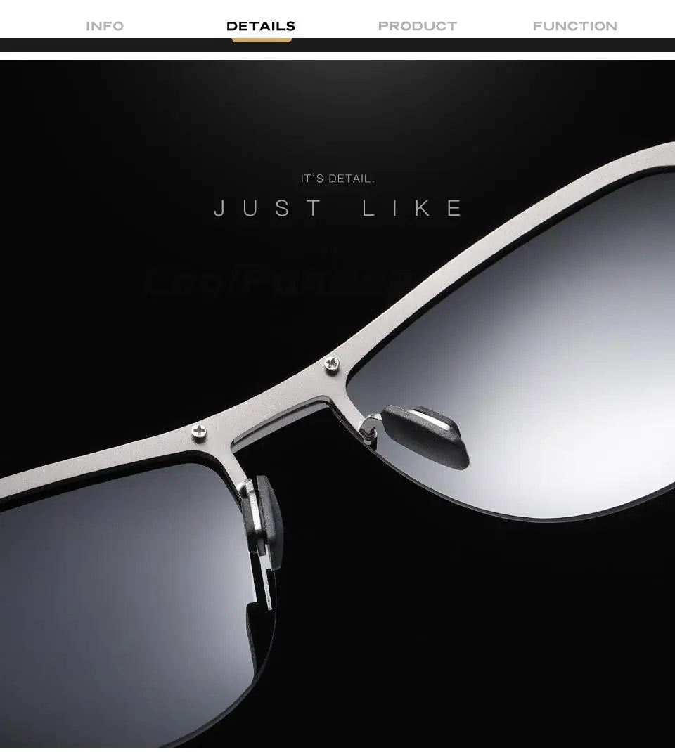 Rimless Photochromic Polarized UV400 Aluminum Driving Sunglasses for Men Women