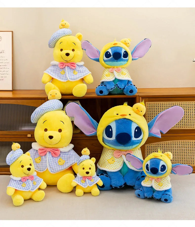Disney's popular cute Stitch and Winnie plush toys, cute Winnie the Pooh dolls, girls' holiday and birthday gifts