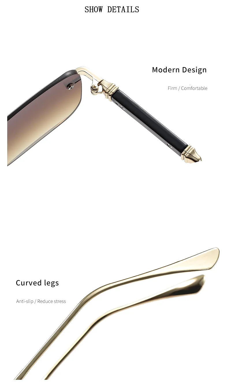 Rimless Square Sunglasses With UV400 Protection