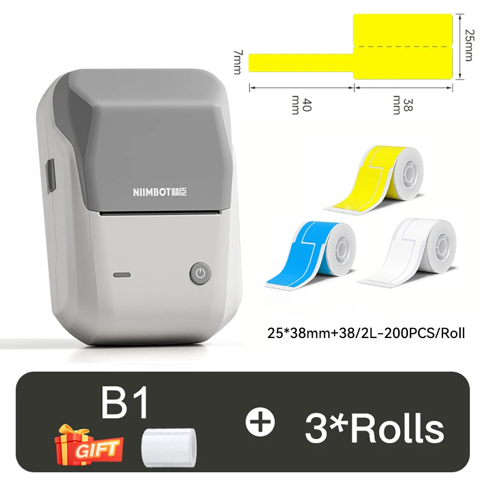 B1 Mini Thermal Label Printer, Bluetooth Wireless Sticker Maker 25–50mm, Portable Inkless Label Printer for Cable Management & Business