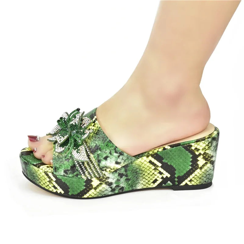 High Heels Women Ladies PU Wedges Shoes Ladies Shoes and Sandals Fashion Platform Leopard Pattern Rhinestone Woman Pumps