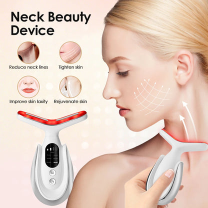 Neck Beauty Device Neck Massager with 7 Color Light Hot Compress Neck wrinkle Removal Massage Beauty Tool Skin Care USB Charging