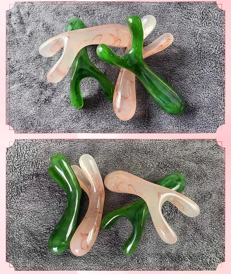 Resin Face Lifting Stone Guasha Scraping Facial Gouache Y-shaped Fork Massage Plate Nose Massage Trigger Point Nose Massager