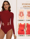 Bodysuit for Women Tummy Control Waist Shapers Long Sleeve Bodysuits High Collar Shapewear One-Piece Slimming Tops