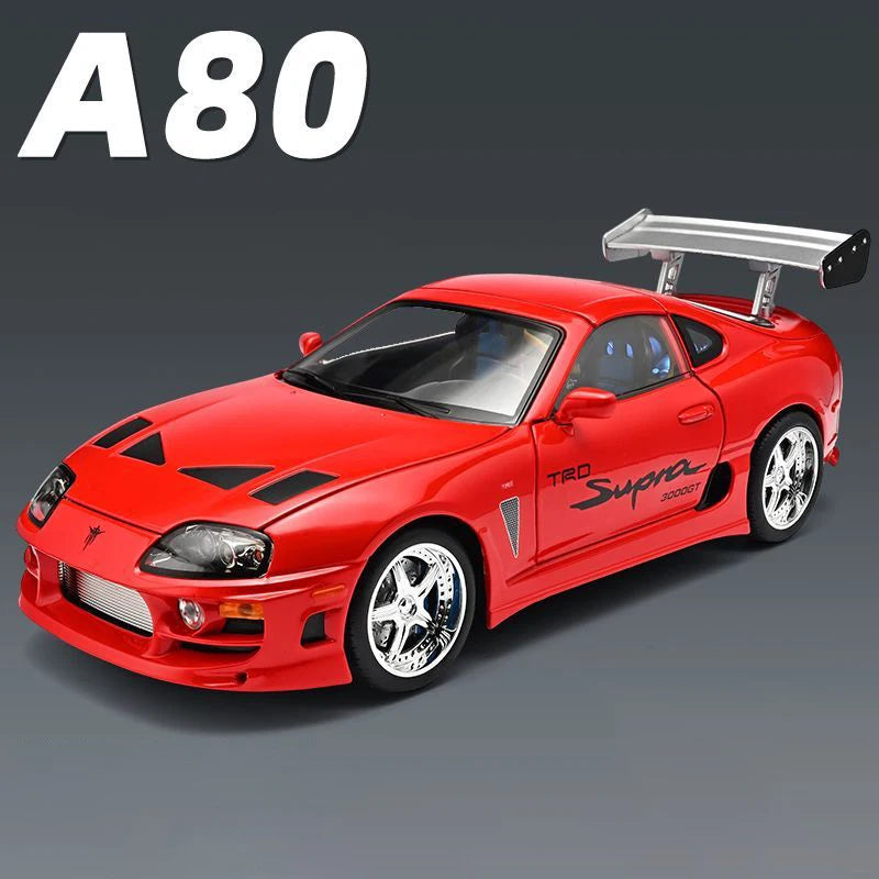 1 24 Scale Supra A80 JDM Supercar Diecast Pull Back Model Car with Sound and Light