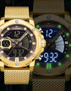 Quartz Watch Waterproof Big Sport Wristwatches Stainless Steel Date