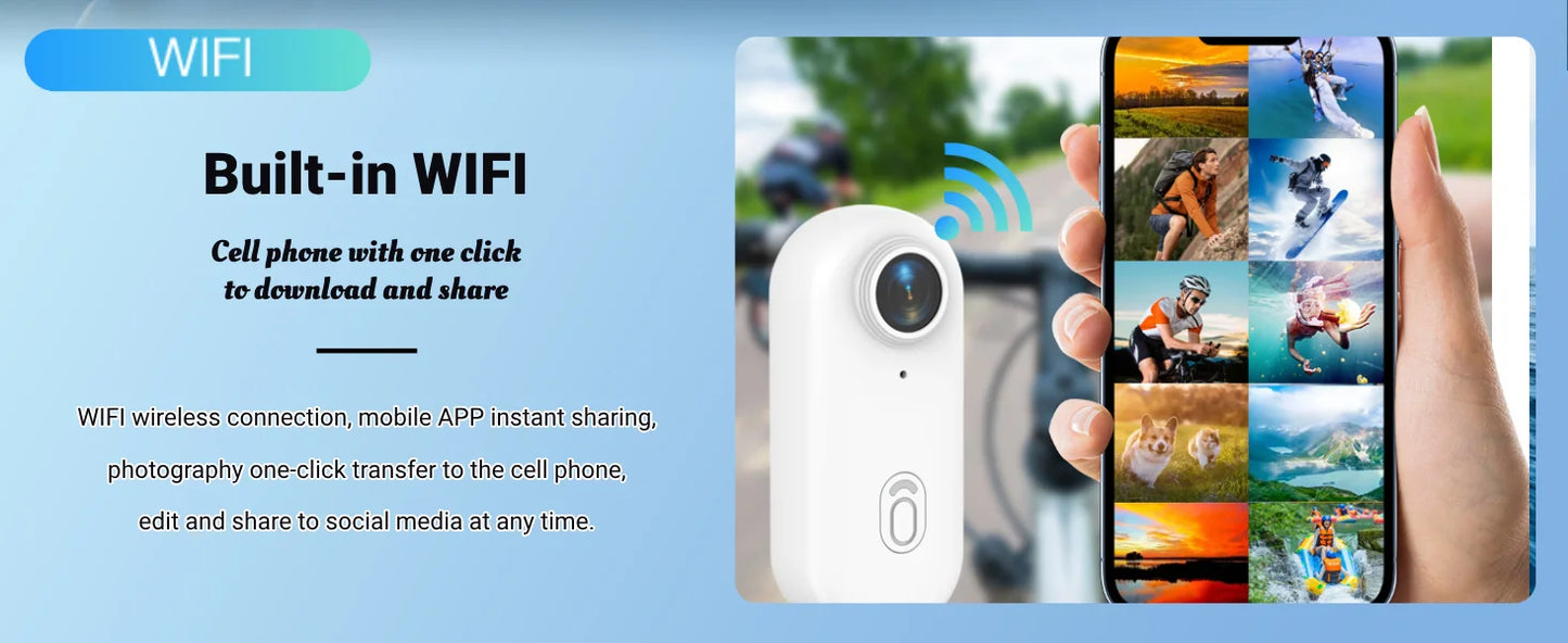 Mini 4K Wearable Action Camera with WiFi and Waterproof Housing