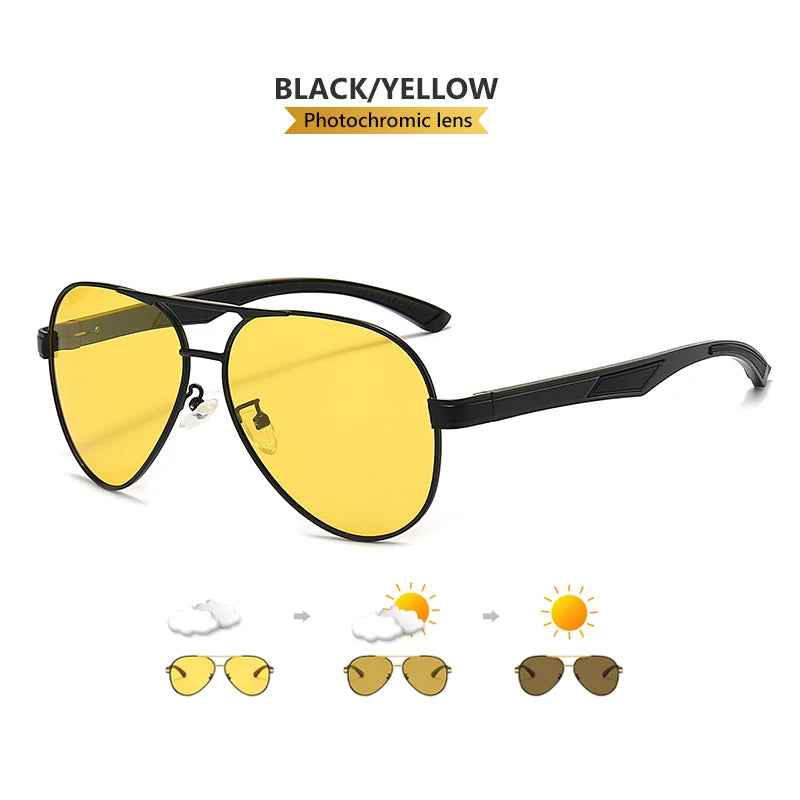Pilot Photochromic Polarized UV400 Day Night Vision Driving Sunglasses for Men Women