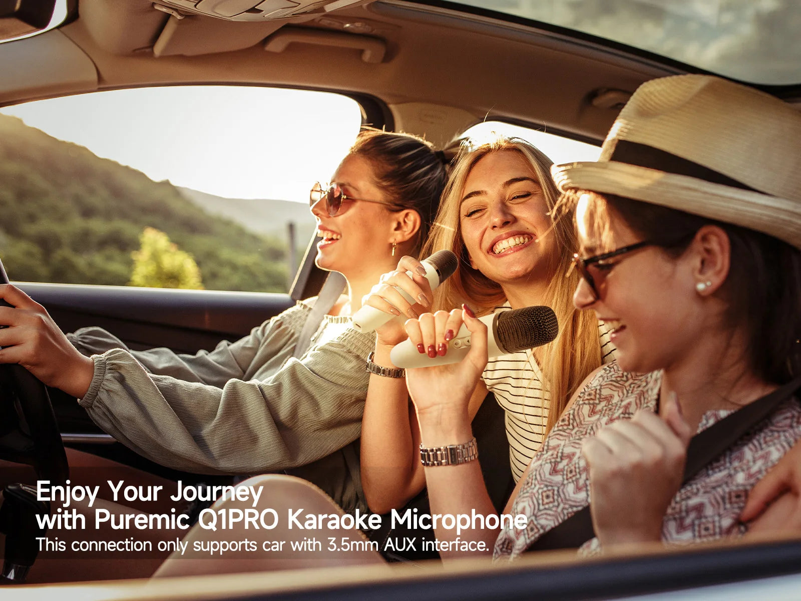 Tesla Caraoke Mic with Portable Storage Bag, Wireless Mic with 8 Joy Effects, Rechargeable Mic with Type-C & Aux in Receiver