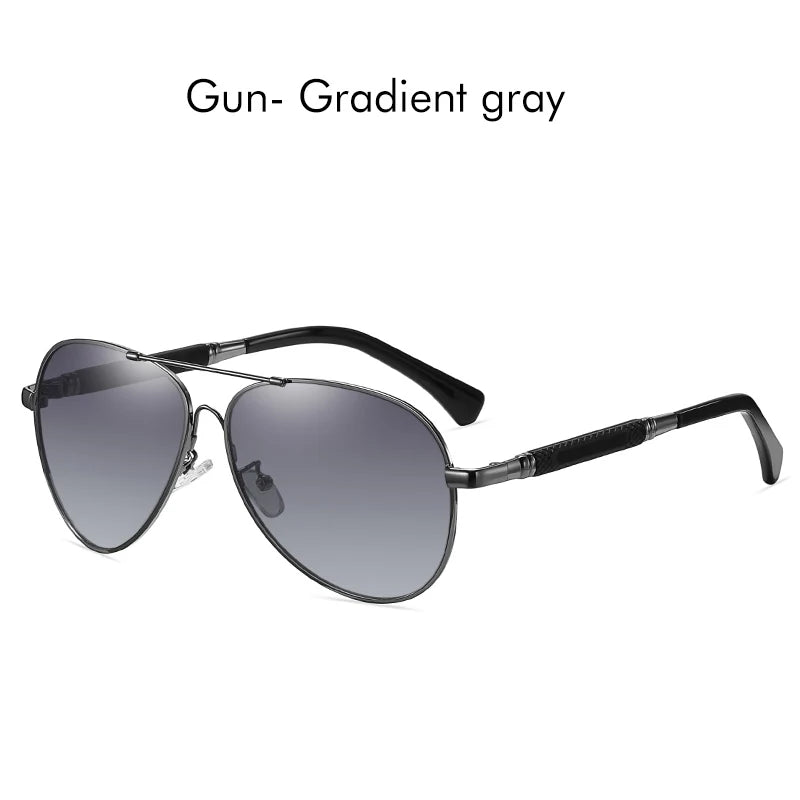 Titanium Memory Metal Photochromic Polarized UV400 Pilot Sunglasses for Men Women