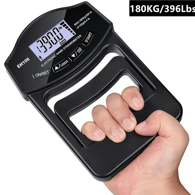 396Lbs/180Kg Digital Hand Dynamometer Grip Grip Strength Tester with LCD Screen for Forearm Training Finger Power Weightlifting