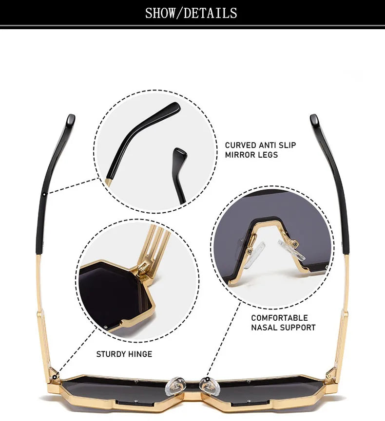 Square Steampunk Metal Sunglasses With UV400 Protection