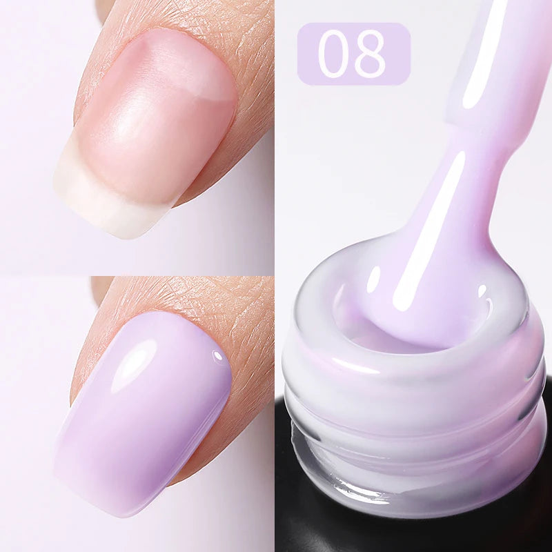 15ml Milky Pink Rubber Base Gel Nail Polish Glitter Semi-Permanent Varnish Soak Off Self Leveling UV LED Polish