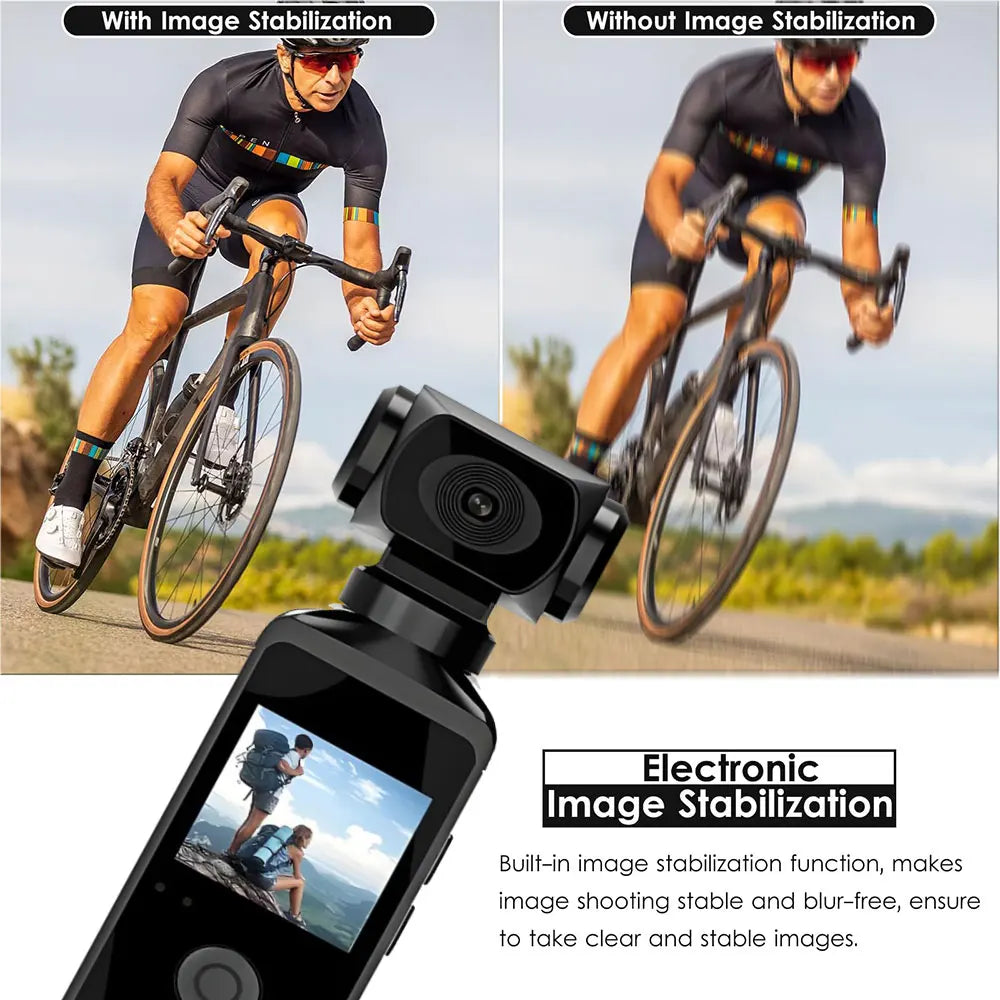 4K HD Pocket Action Camera 270° Rotatable Anti Shaking Wifi Sports Camera 30m Waterproof Small Video Camcorder for Photography
