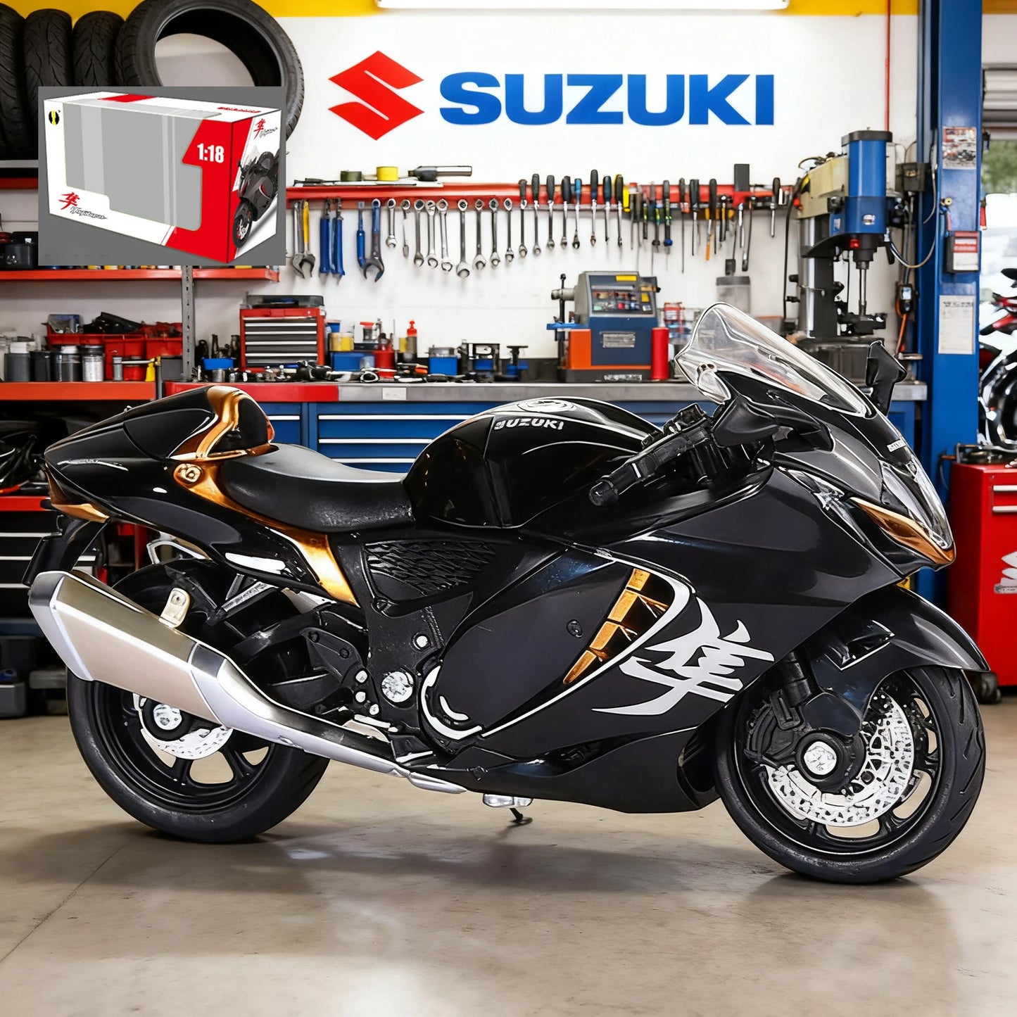 1/18 Suzuki Hayabusa GSX1000R YZF-R1 Motorcycle Model Toy Vehicle Collection Autobike Shork-Absorber Off Road Autocycle Toys Car