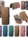 Flip Leather Wallet Case for iPhone 16 15 Pro Max 14 Plus 16E Magsafe Magnetic Detachable Card Slot Holder Cover