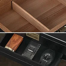 Cigar Humidor, Glass Top Cedar Wood Humidor Box, Cigar Case for 20-35 Cigars with Hygrometer, Cigar V-Cutter, Desktop Humidor