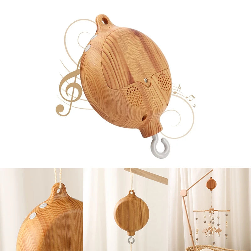 Baby Bed Bell Music Box Hanging Toys Wood Grain 360° Rotary Newborn Infant Crib Mobile Musical Box 0 12 Months Baby Rattles Toys