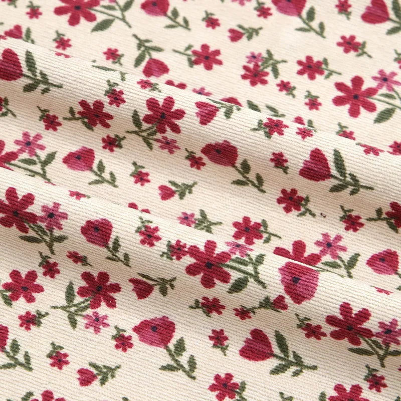 1M/2M/5M Women's Floral Printed Wick Velvet Fabric Women's Fashion Dress Children's Clothing Polyester Handmade Sewing Quilting