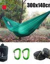 300x140cm Single Camping Hammock Lightweight Parachute Hammock with 2 Tree Strap 2 Hooks Lightweight Portable Camping Hammocks