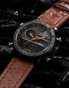 Leather Sports Watches Men's Quartz LED Digital Clock Waterproof Military Wrist Watch