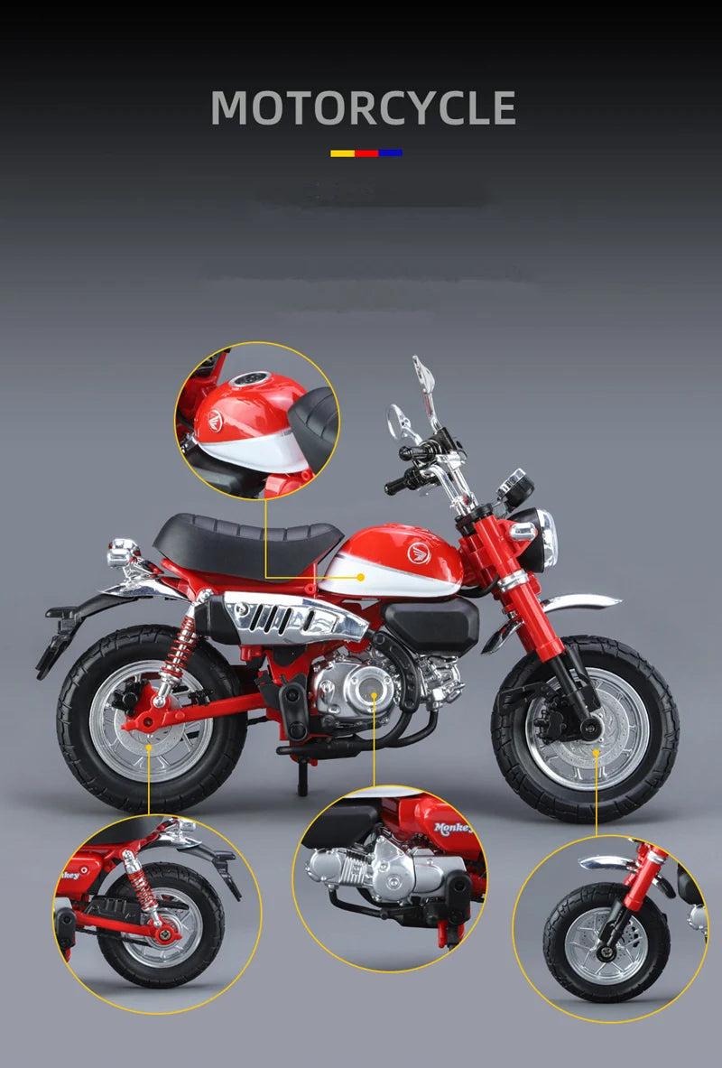 Diecast Honda Monkey 125 Motorcycle Model 1 to 12 Scale