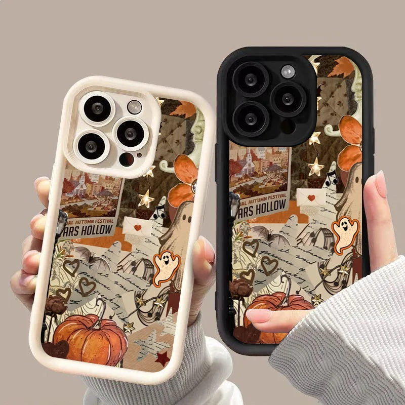 Creative Halloween Pumpkin Pattern Phone Case For iPhone 17 16 15 Pro Max Air 14 16E Soft Cover