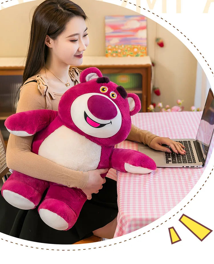 80cm Kawaii Strawberry Bear Plush Toy Bia Size Lotso Stuffed Doll Large Soft Animal Kids Birthday Gift for Girls and Children