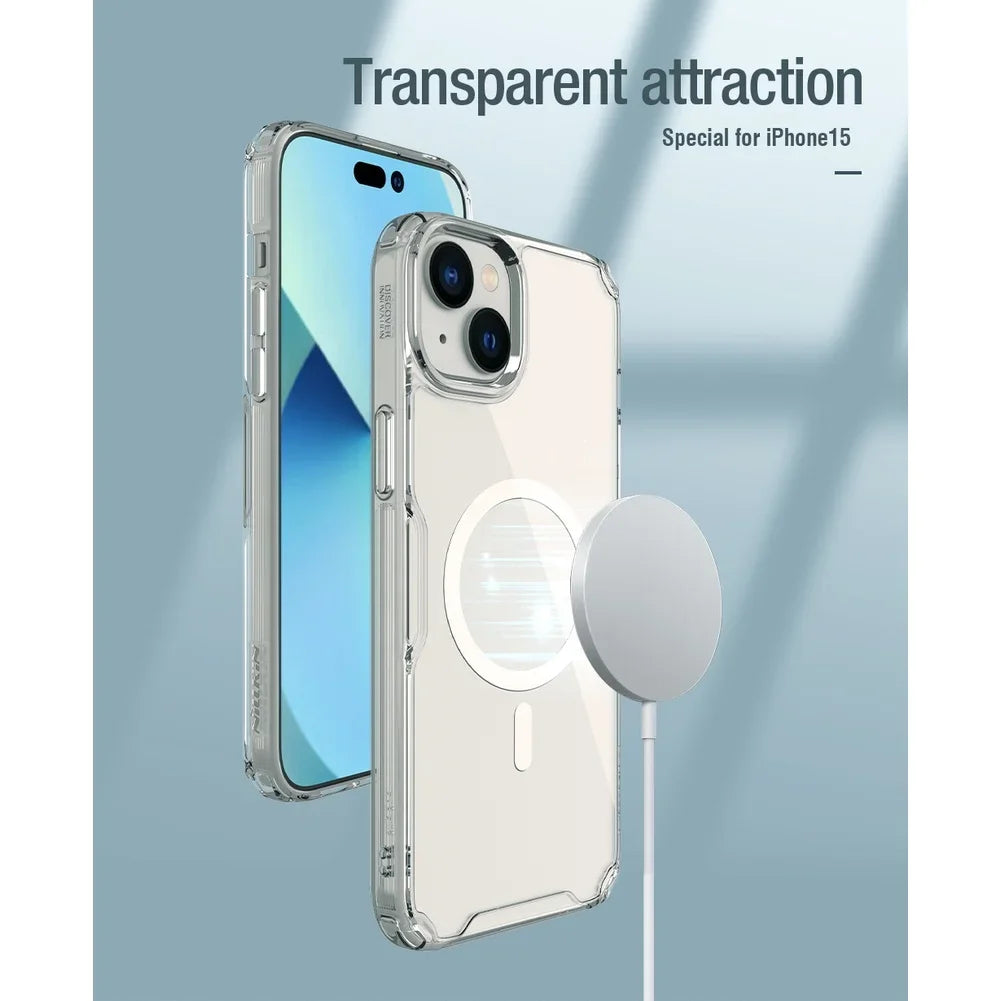 Nature Pro Case For iPhone 15 Case Magnetic Ultra Thin Luxury Soft TPU Transparent Airbag Shockproof Back Cover