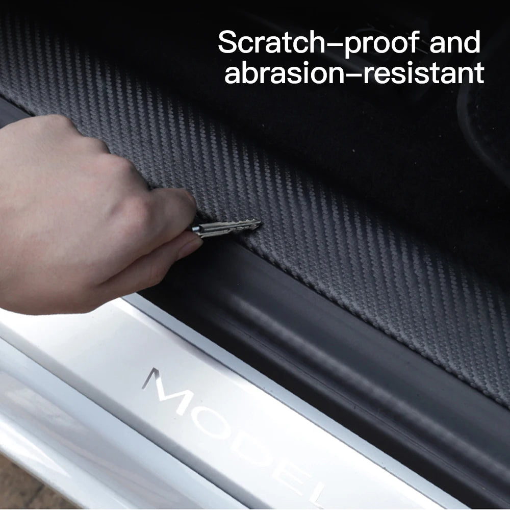 For Tesla Model 3 Car Stickers Anti Scratch Door Sill Protector Car Threshold Protection Carbon Fiber Car Sticker For Model 3