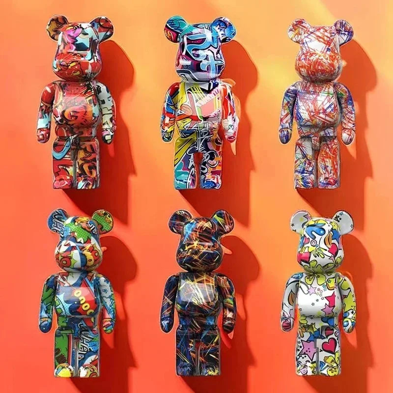 27cm Graffiti Bear Figurine Home Decoration Animal Statue Storage Money Jar Modern Room Sculpture Table Decor  Statues