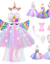 Girl Unicorn Dresses for Girls Tutu Princess Party Dresses with LED Lights Flower Birthday Party Cosplay Costume Girls Clothing