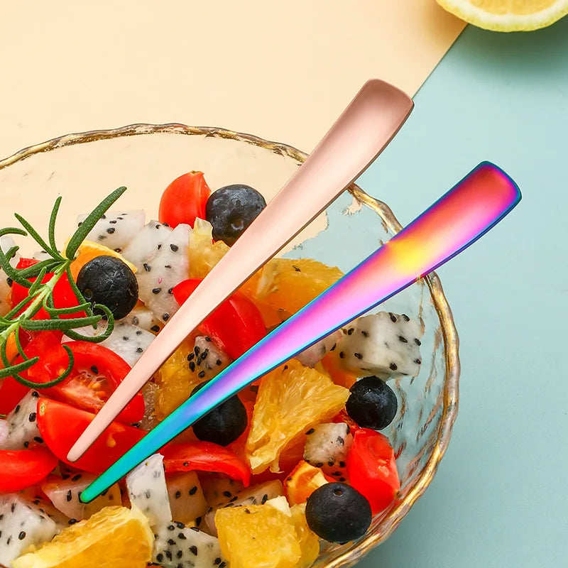 2in1 Fruit Fork 304 Stainless Steel Dessert Fork Food-grade Mixing Spoon Mini Fruit Stick Perfect for Cake Fish Coffee Ice Cream