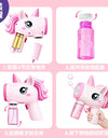 Unicorn Electric Bubble Gun Kids Toy Bubbles Machine Automatic Soap Blower with Light Outdoor Party Games