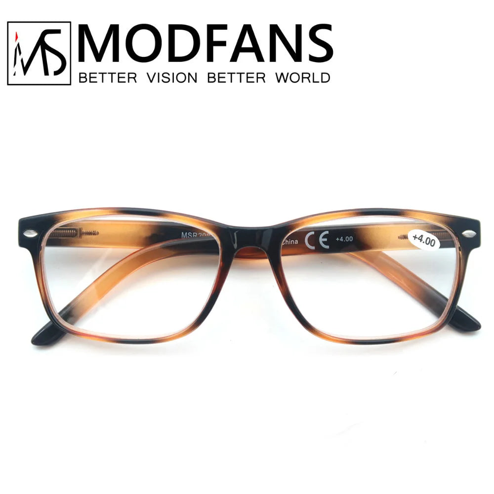 Reading Glasses Men Readers Eyeglasses Classic Rectangle Frame Design Flexible Spring Hinge wirh Diopter +1.0 to +4.0