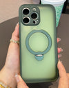 Luxury Magsafe Matte Phone Case For iPhone 16 Pro Max with Magnetic Rotatable Ring Stand Camera Lens Protection Shockproof Case