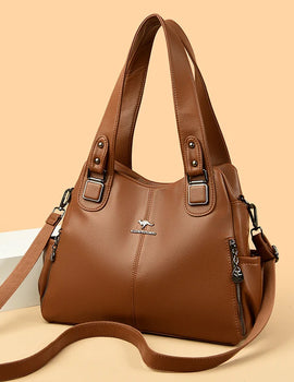 Soft Leather Handbags Vintage Shoulder Tote Bag Luxury Designer Ladies Large Capacity Purse Bags