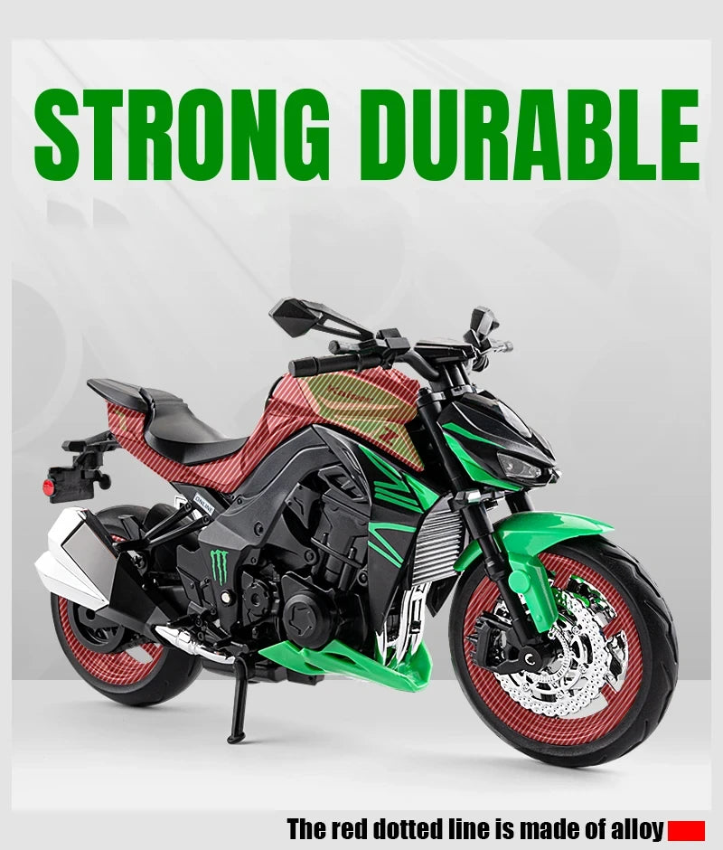 Diecast Kawasaki Ninja Z1000 Sports Motorcycle Model 1 to 12 Scale