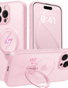 360° Rotatable Stand Case for iPhone 16 Pro Max Camera Lens Drop Protection Shockproof Slim Magnetic MagSafe Phone Case Pink