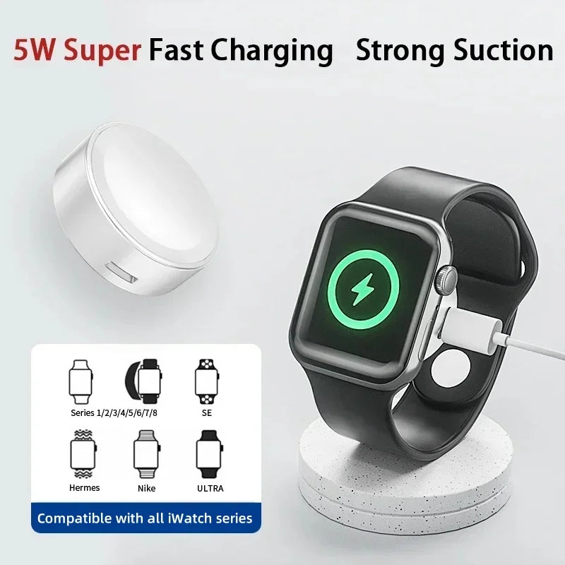 Dual Port Charging Strong Megnetic Portable Design USB Type C Mini Light Weight 5W Travel Smartwatch Wireless Charger