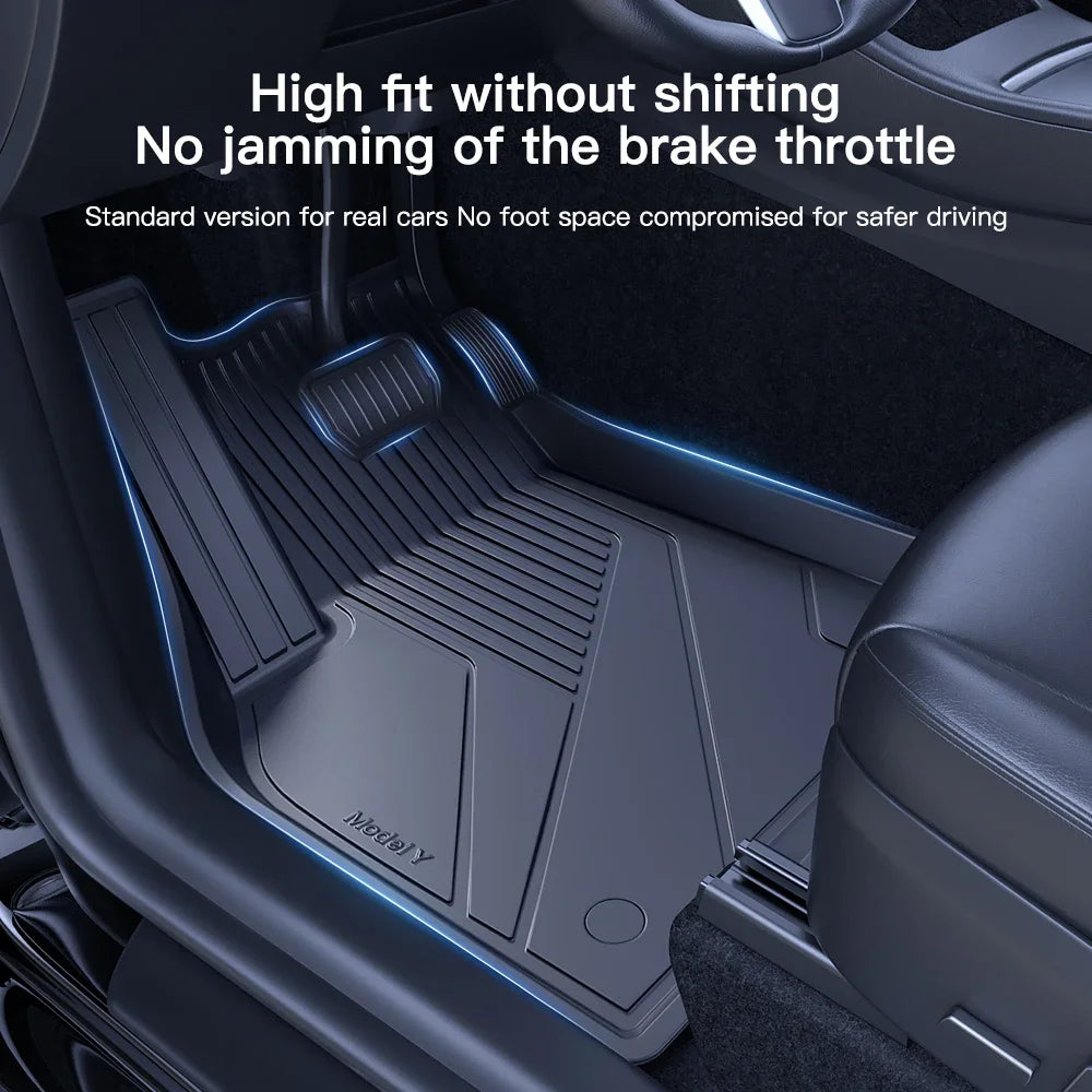 TPE Full Coverage Floor Mats for Tesla Model 3 and Model Y 2021 2024 All Weather Non Slip Protection