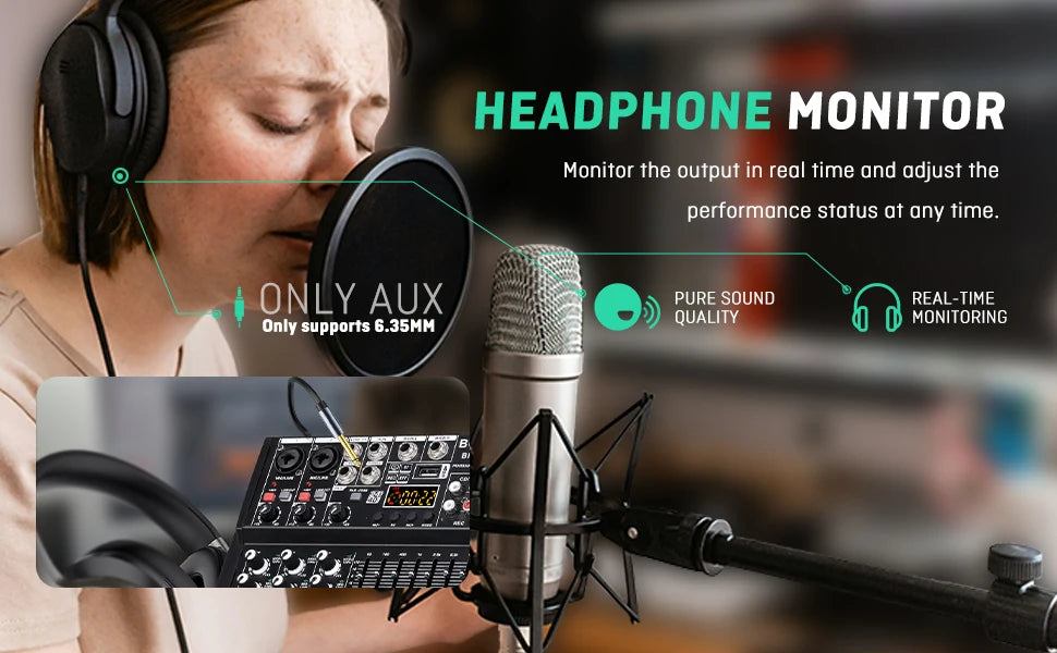 Compact Audio Mixer with 256 DSP Effects and 7 Band Master EQ
