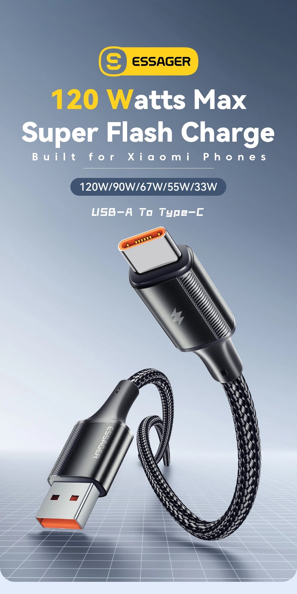 120W 6A USB Type-C Fast Charging Cable