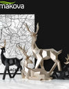 A Couple of 2Pcs Deer Statue Modern Geometric Sculpture Desktop Ornament Figurine Wine Cabinet Cafe TV Showcase Decor