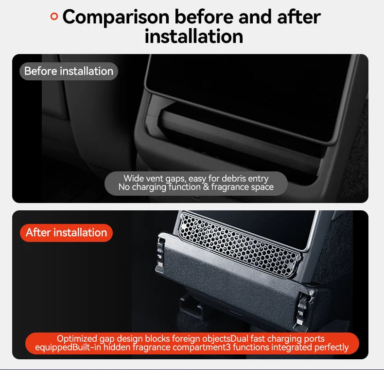 3 in 1 Rear Air Vent Docking Station with 120W Fast Charging for Tesla Model YL 2026