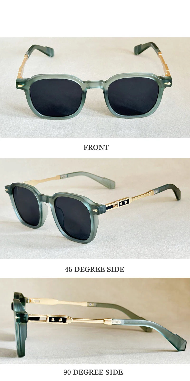 Vintage Square Acetate Frame Sunglasses With UV400 Protection