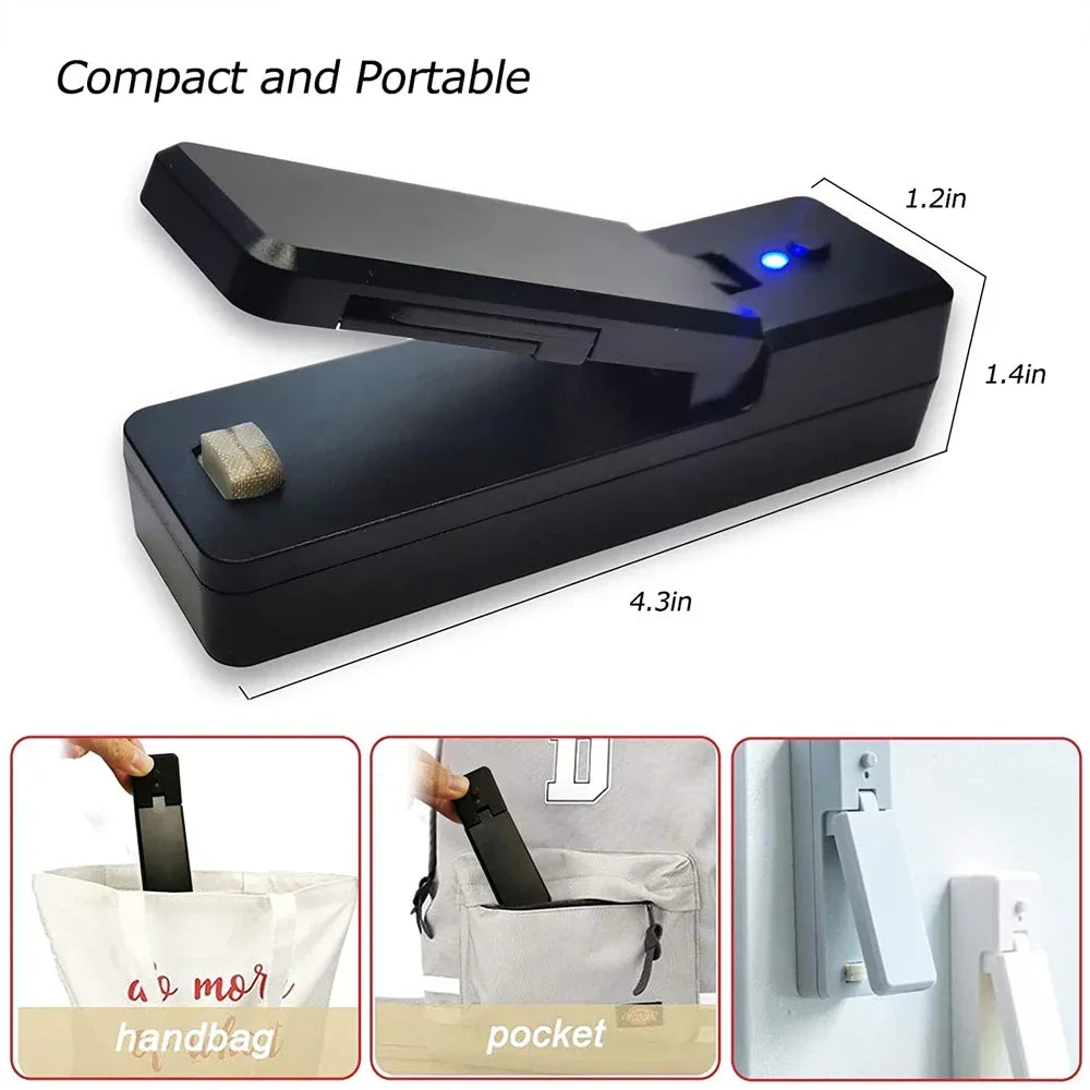 2-in-1 Mini Rechargeable Bag Sealer & Cutter – Portable USB Vacuum Heat Sealer for Plastic Snack & Food Storage Bags