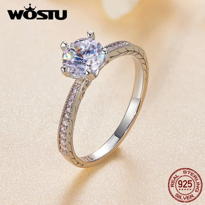 Sparkling 1ct D VVS1 Moissanite Promised Rings For Women 925 Sterling Silver 18k White Gold Engagement Rings