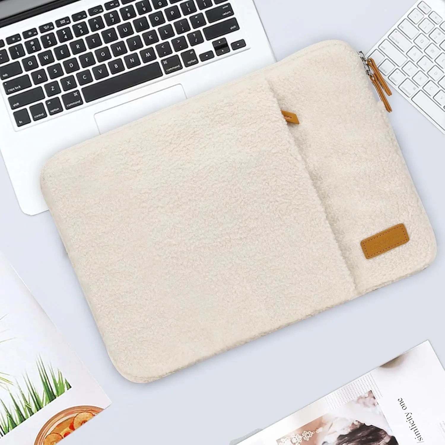 Laptop Sleeve for Macbook Pro 14 Case 13-13.3 inch Plush Notebook Carrying Case Cute PC Cover Shockproof Computer Briefcase Cove