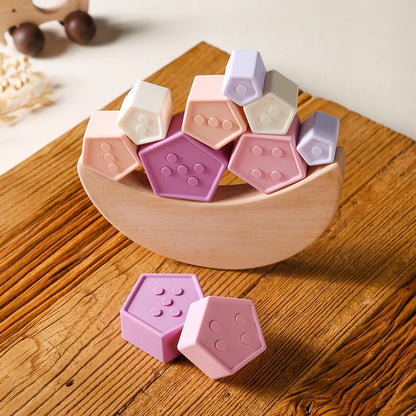 Montessori Wooden Toys for Baby Stars Moon Balance Blocks Board Games Educational Toys Children Stacking High Blocks Constructor